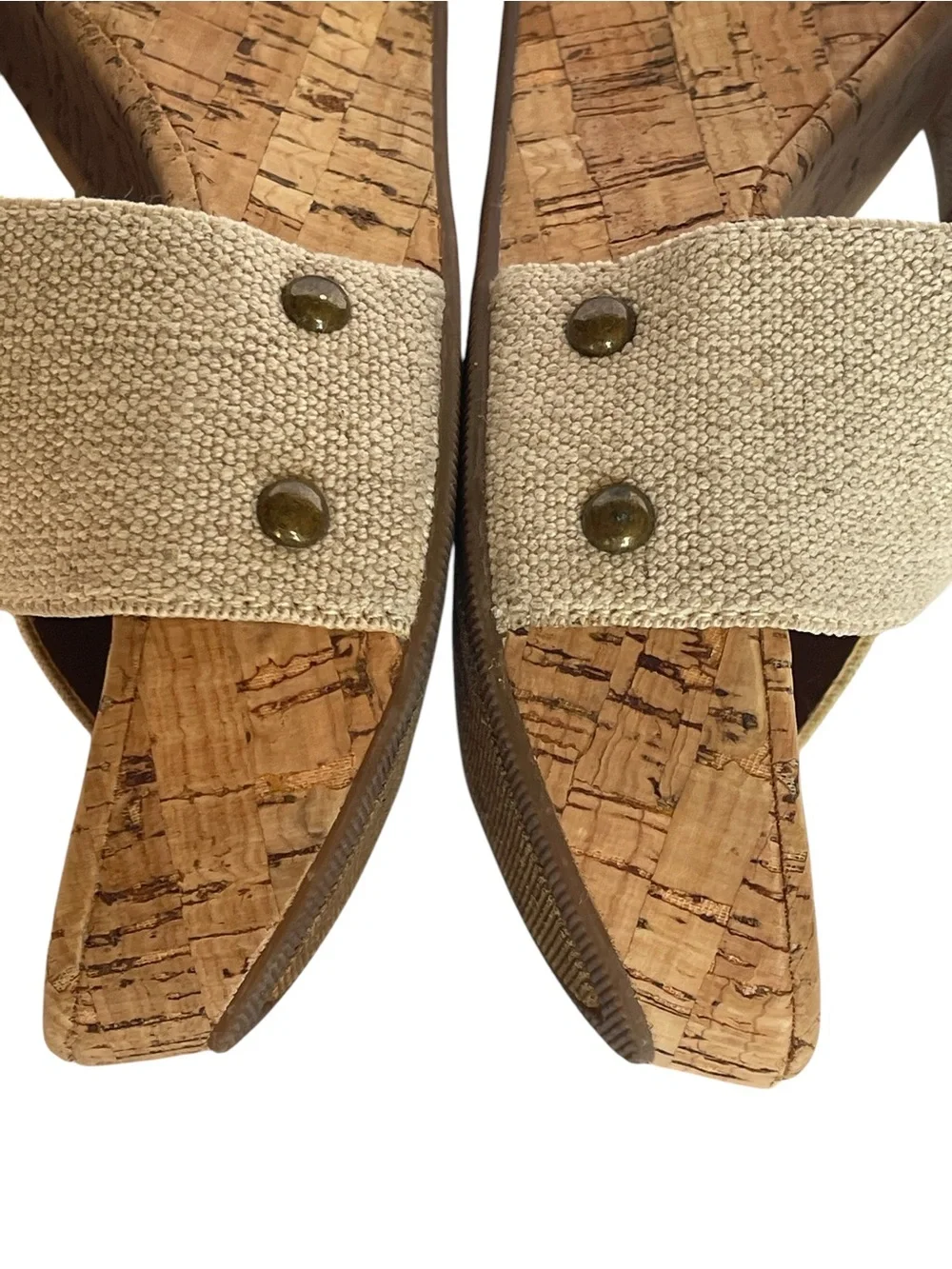Lucky Brand Natural Fabric Cork Platform Sandals SZ 9 MED